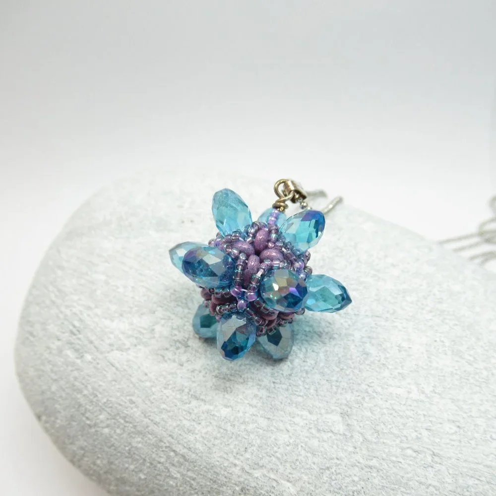 Blue Crystal 3d Beaded Bead pendant